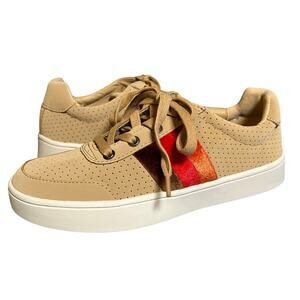 Revitalign Women's Orthotic Casual Sneakers Belmont Stripe Shoes Tan 5.5 B New